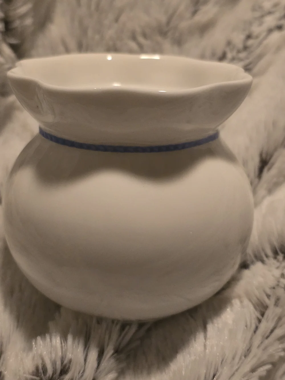 Hankook Bone China Small Vase/Toothpock Holder with Blue Ribbon Detail 3